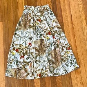 H&M Midi Green Floral Skirt